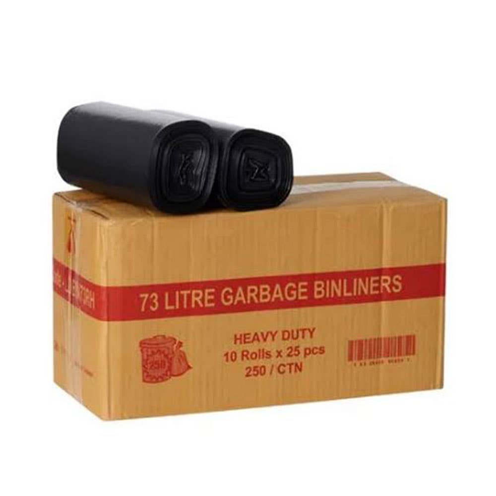 Bin Liner 73L Black 26 Micron 250 Carton 1052534 LDBIN73H