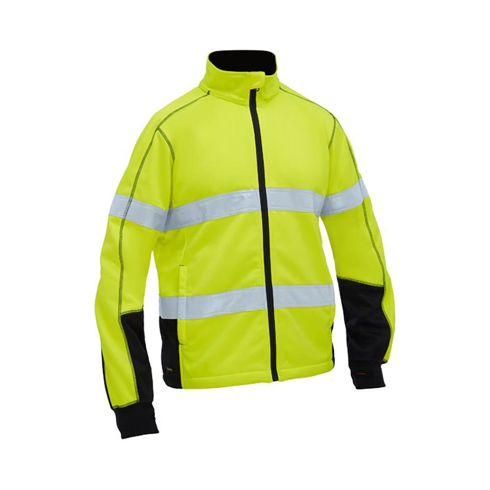 Jacket Mens Taped Hi Vis 300gsm Zip Front Fleece Bisley 2XL Yellow/Navy_40051672_BK6611T_TT04_2XL