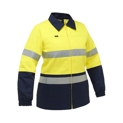 Jacket Cotton Drill 310gsm Womens Ref. Tape Bisley 10 Yellow/Navy BKL6710T TT0110 40062009 BKL6710T TT0110