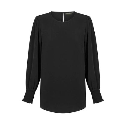 1796WL Freya Women's Shirred Cuff Soft Blouse Black 10 40048846 1796WL-BLK-10