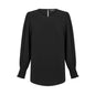 1796WL Freya Women's Shirred Cuff Soft Blouse Black 10 40048846 1796WL-BLK-10