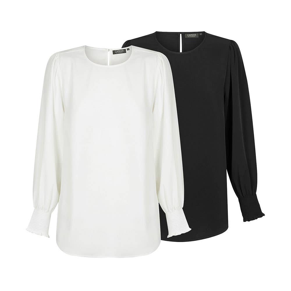 1796WL Freya Women's Shirred Cuff Soft Blouse 1796WL
