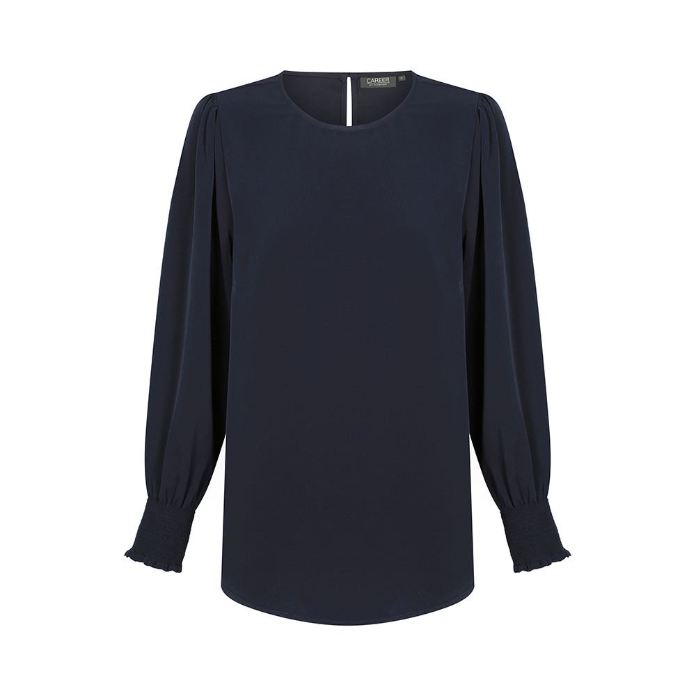 Blouse Freya Womens Shirred Cuff Soft Top Gloweave 10 Navy 40056547 1796WL-NAV-10