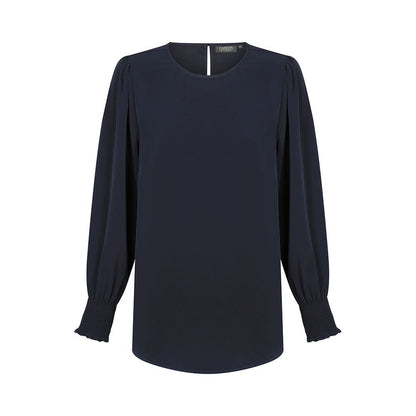 Blouse Freya Womens Shirred Cuff Soft Top Gloweave 10 Navy 40056547 1796WL-NAV-10
