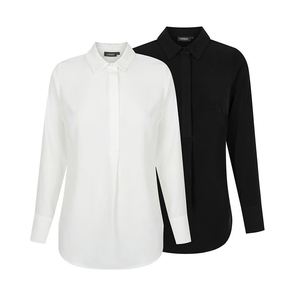 1797WL Quinn Women's Long Sleeve 1/2 Placket Soft Blouse 1797WL
