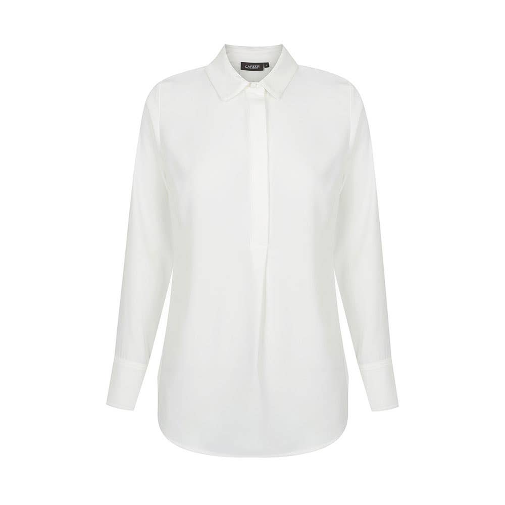 1797WL Quinn Women's Long Sleeve 1/2 Placket Soft Blouse White 10 40048911 1797WL-WHT-10