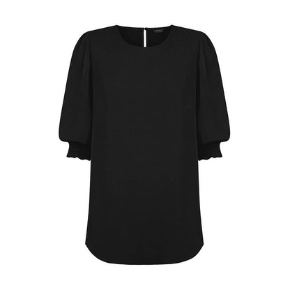 1799WZ Lola Women's 3/4 Sleeve Shirred Cuff Blouse Black 10 40048950 1799WZ-BLK-10