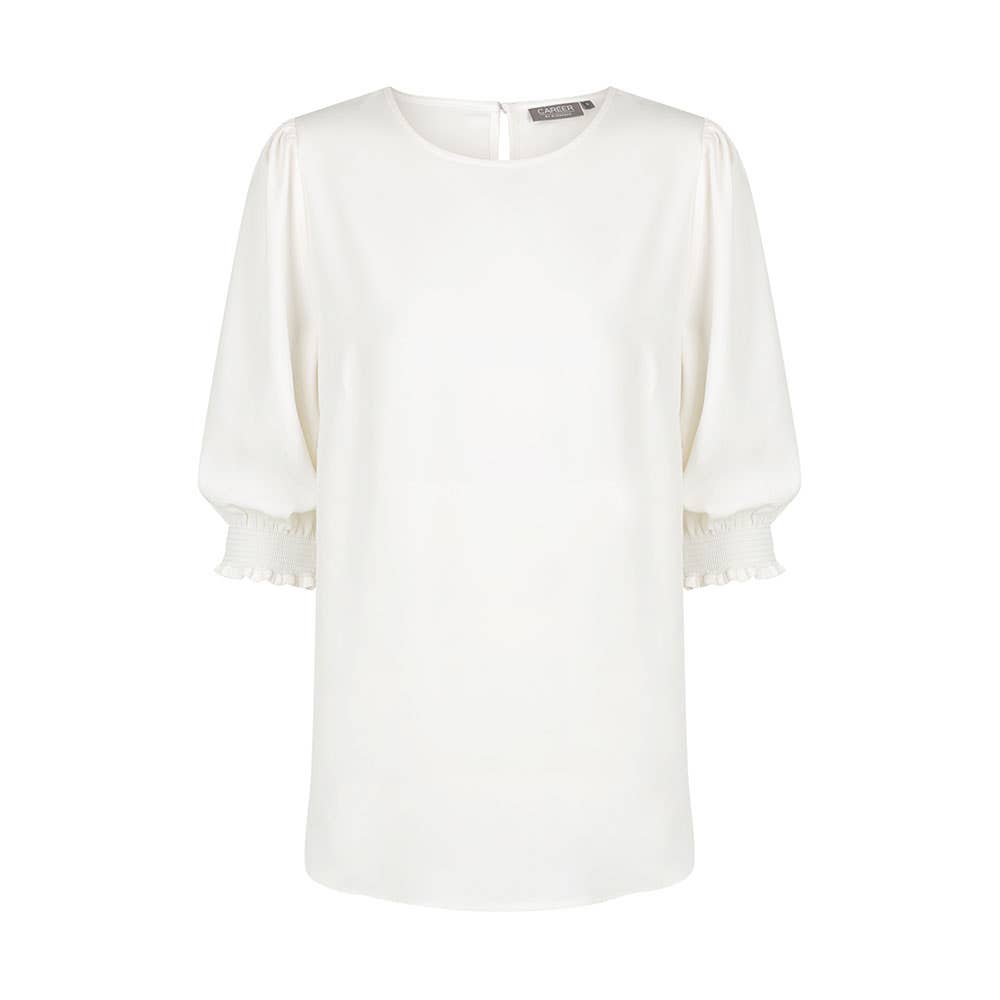 1799WZ Lola Women's 3/4 Sleeve Shirred Cuff Blouse White 10 40048937 1799WZ-WHT-10