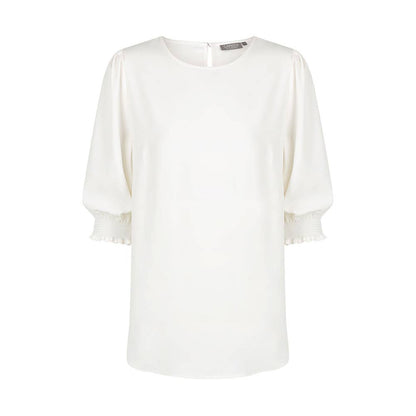 1799WZ Lola Women's 3/4 Sleeve Shirred Cuff Blouse White 10 40048937 1799WZ-WHT-10