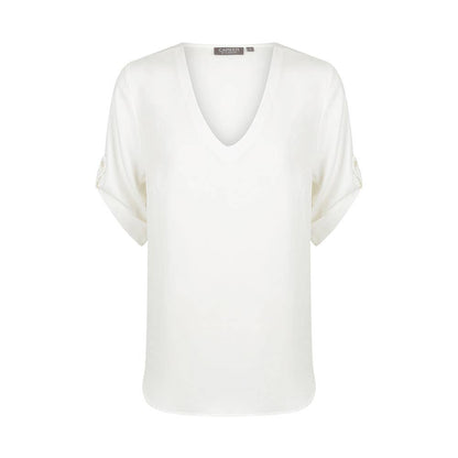 1800WZ Reese Women's V-Neck 3/4 Sleeve Blouse White 10 40048859 1800WZ-WHT-10