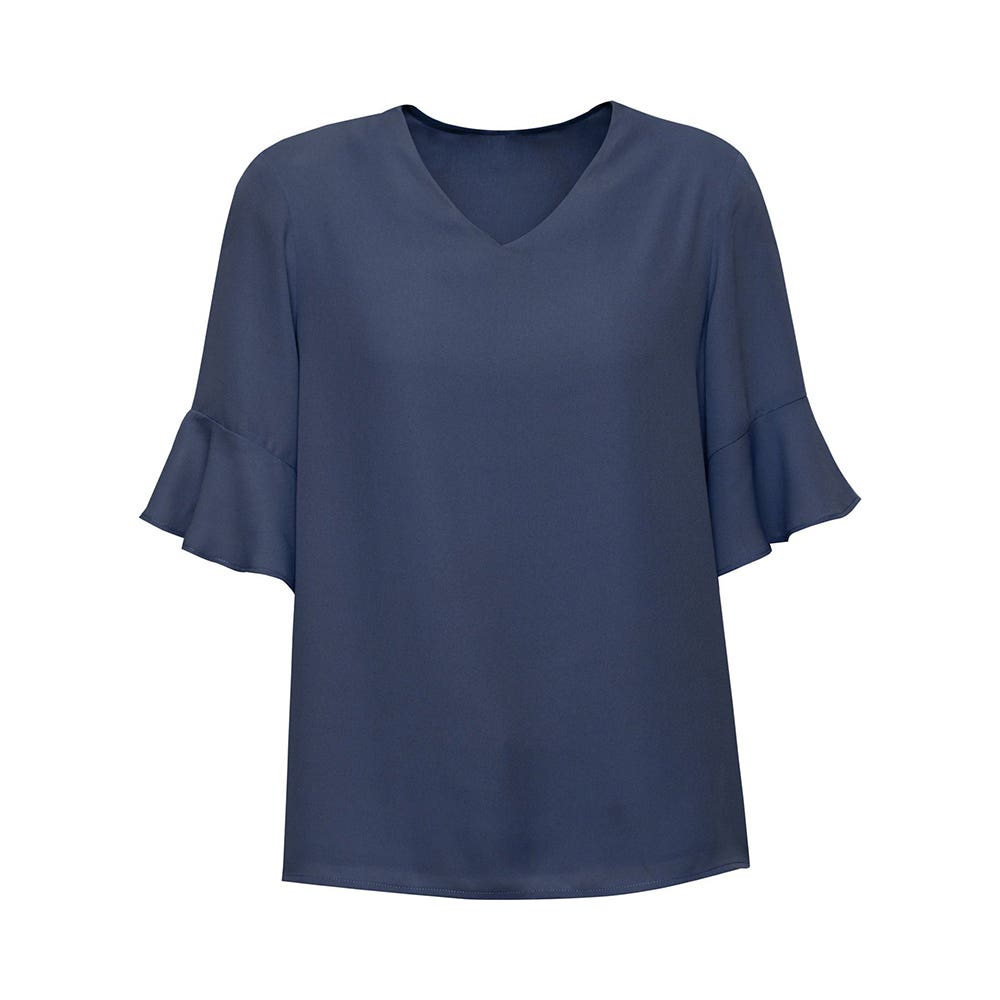 Womens Aria Fluted Sleeve Blouse Storm Blue 10 482678 RB966LS-STMBLU-10