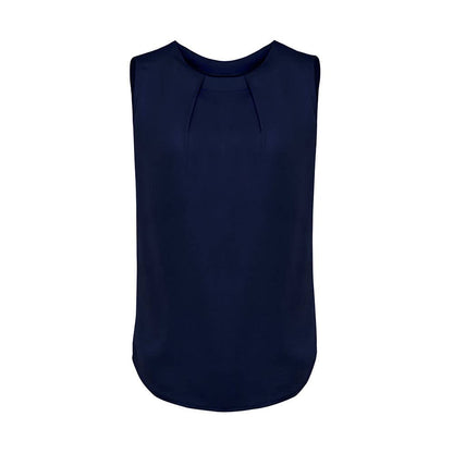 RB973LN Estelle Women's Sleeveless Pleat Blouse Navy 14 495910 RB973LN-NAVY-14
