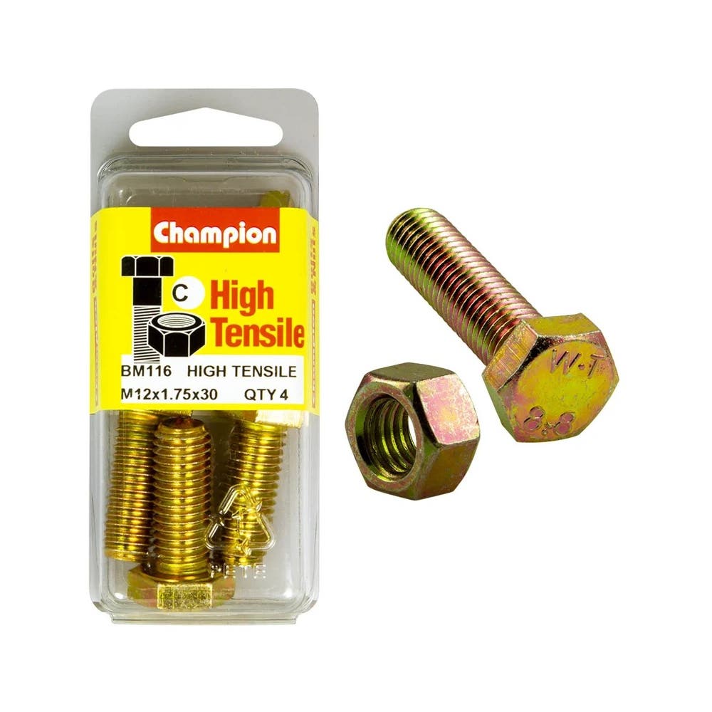 Screw Set + Nut Fully Threaded 12 x 30mm Blister Pack_60039697_BM116