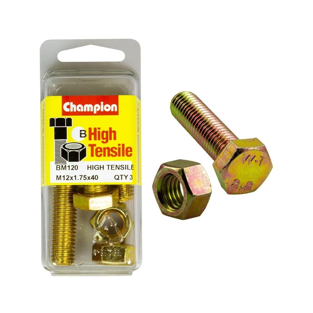 Screw Set + Nut Fully Threaded 12 x 40mm Blister Pack_60039699_BM120