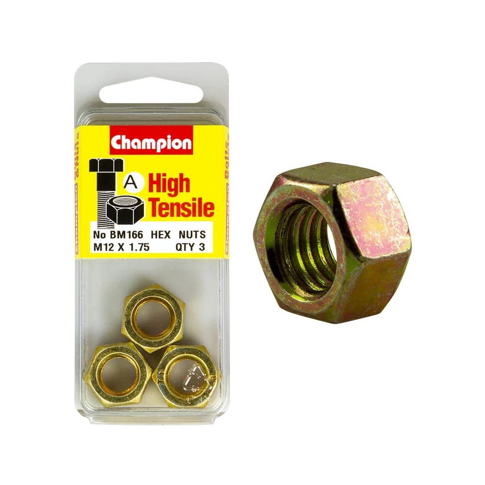 Nut Hex Metric 12 x 1.75mm Blister Pack_60039711_BM166