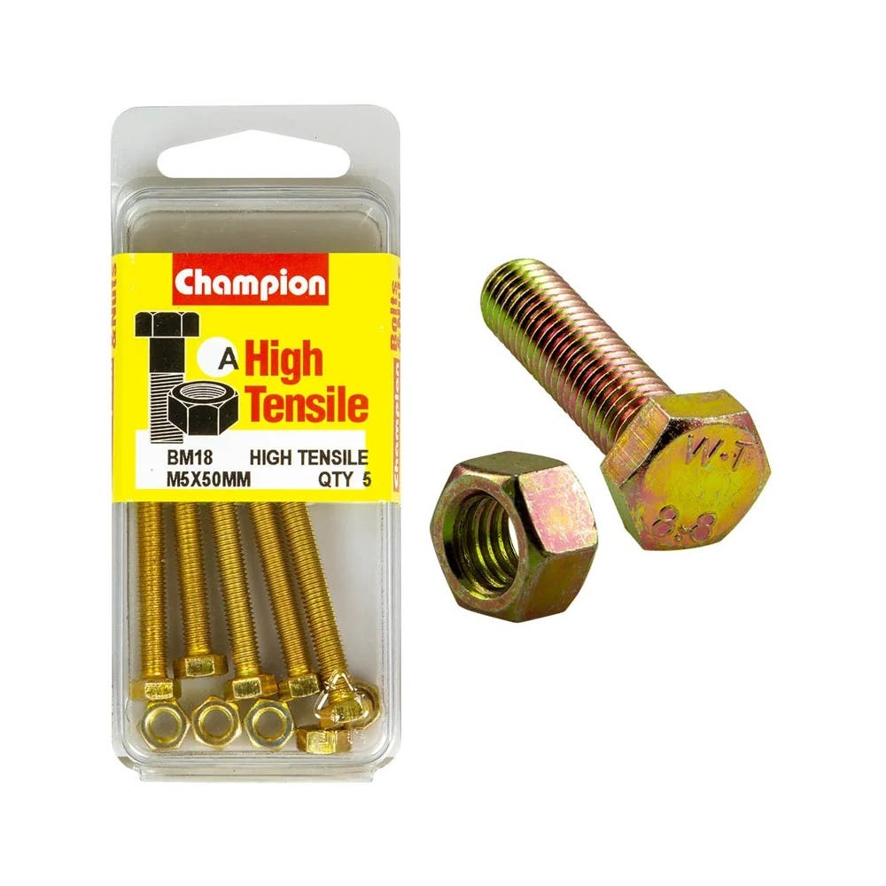 Screw Set + Nut Fully Threaded 5 x 50mm Blister Pack_60039713_BM18