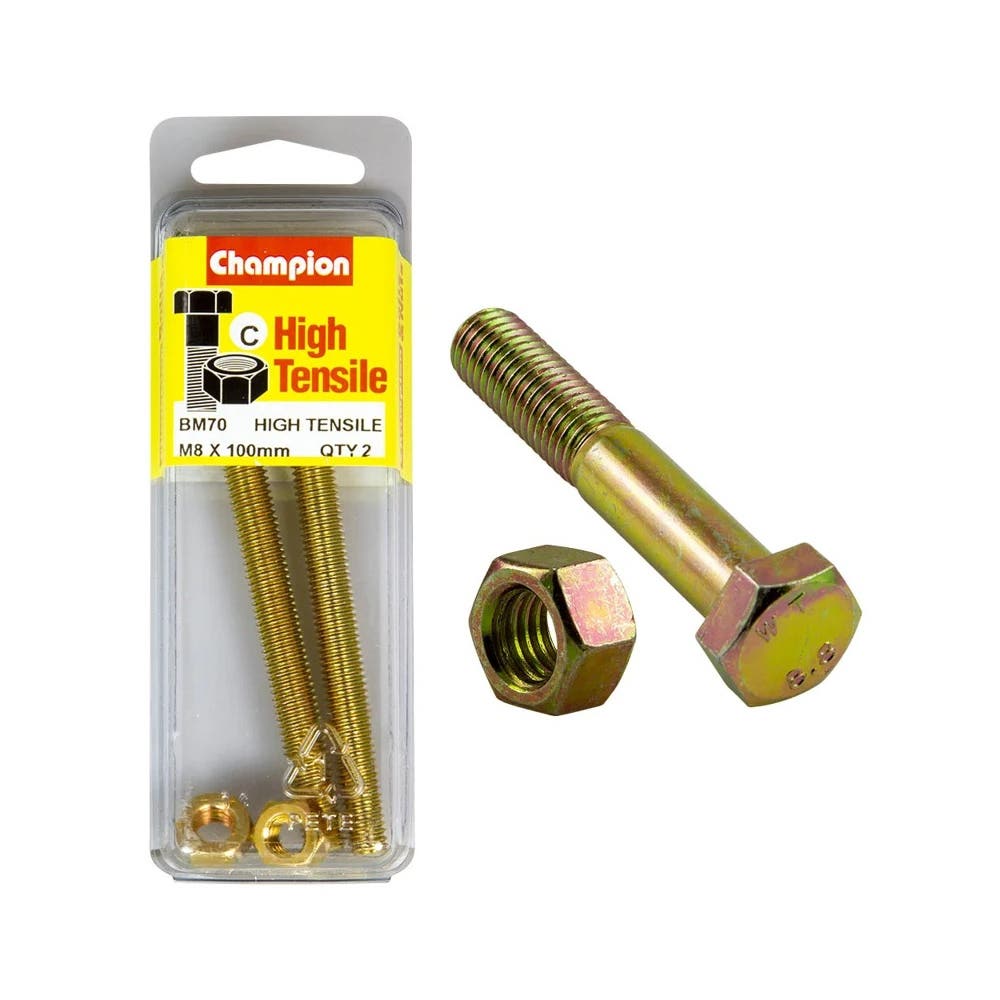 Screw Set + Nut Fully Threaded 8 x 100mm Blister Pack 60039740_60039740_BM70