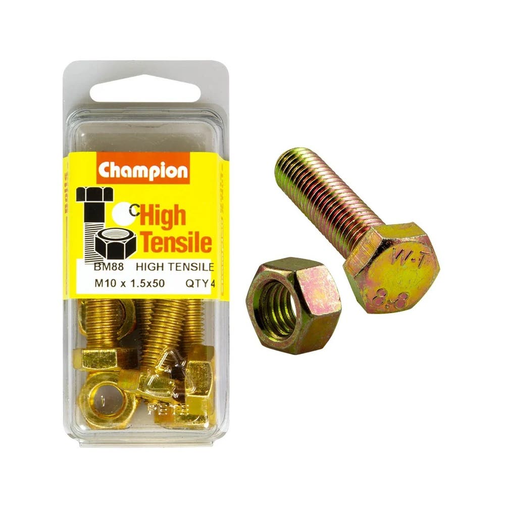 Screw Set + Nut Fully Threaded 10 x 50 x 1.25mm Blister Pack 60039744_60039744_BM88