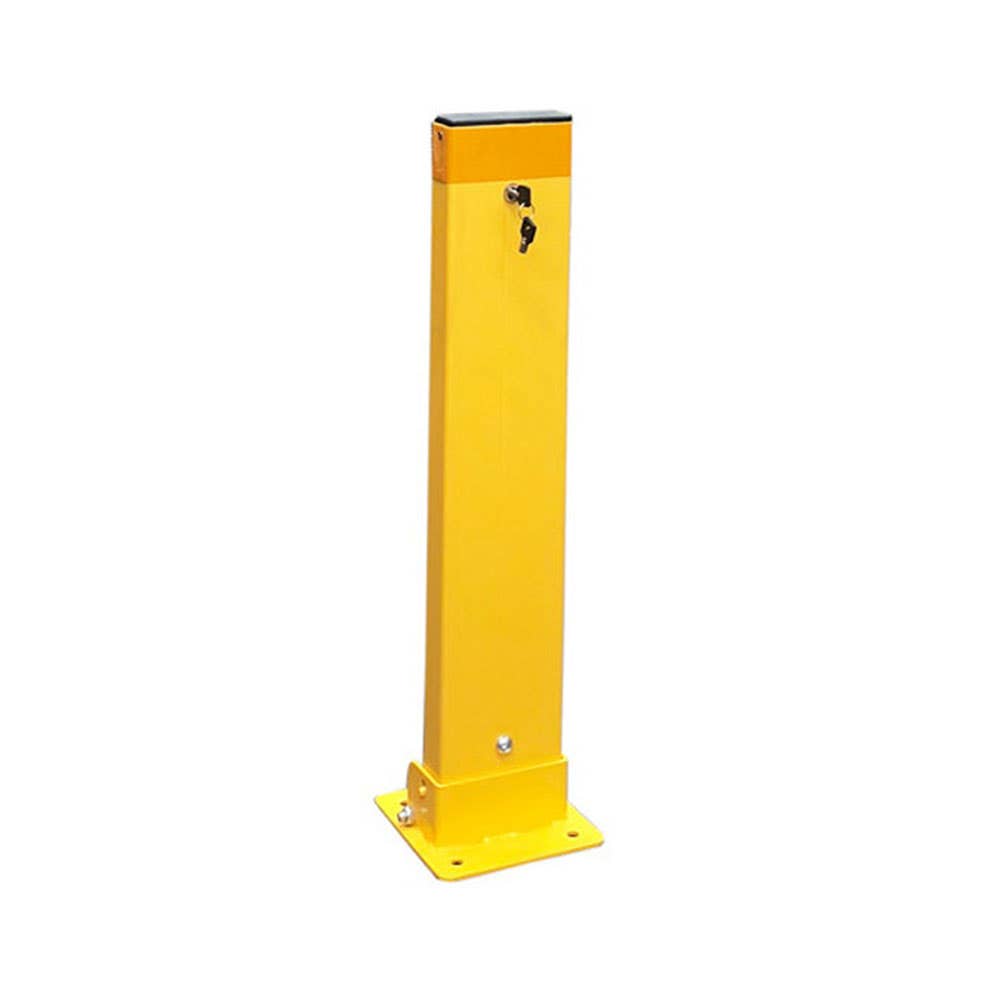 Fold Down Lockable Parking Bollard Yellow 800mm 453606 A5195