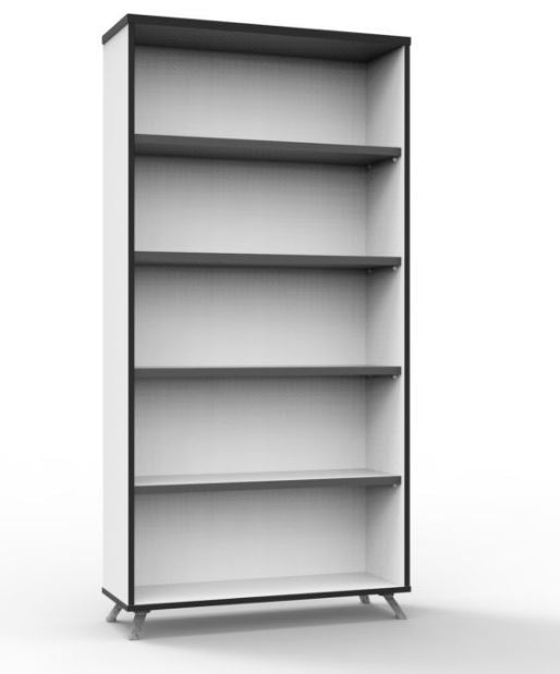 Bookcase Natural White Black Trim 1,800 x 900 x 315mm_40045051_IFBK18 NW