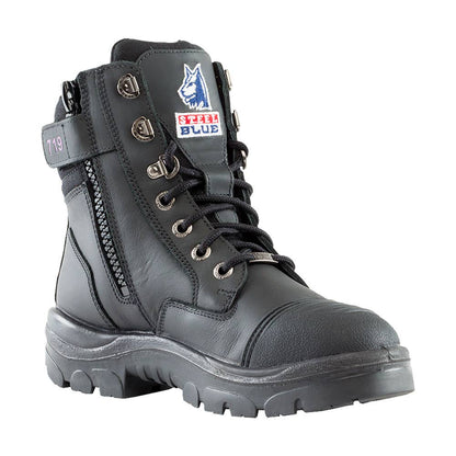 Southern Cross Safety Boots Lace/Zip Up Steel Toe & Bump Cap Size 10.5_40011914_512719-105-BLK