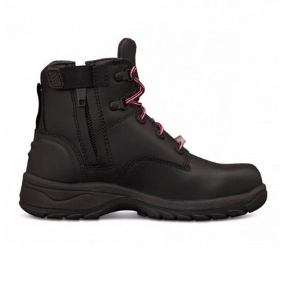 49-445Z Women's Zip-Up Safety Boots with Rubber Sole 49445Z