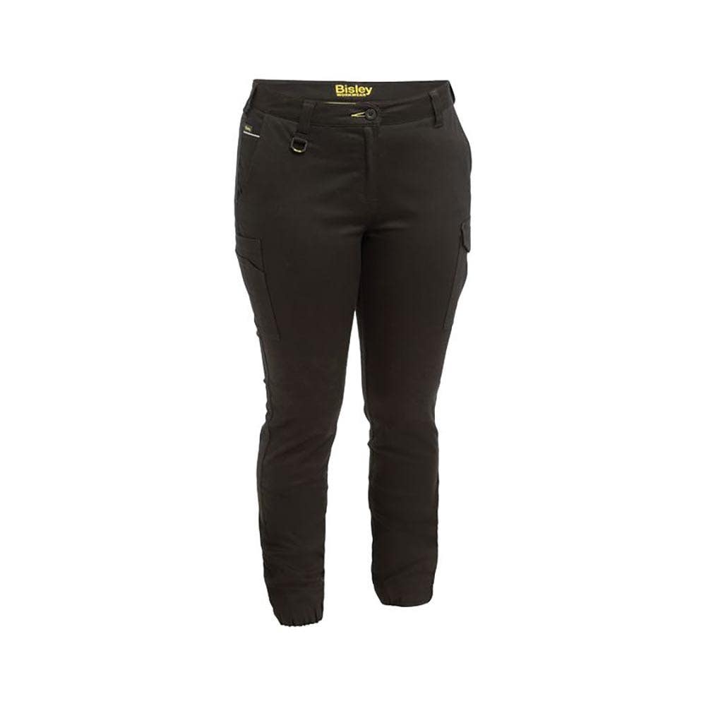 Pants Womens Cargo Stretch Cotton Cuffed 280gsm Bisley 10 Black_40059181_BPL6028_BBLK_10
