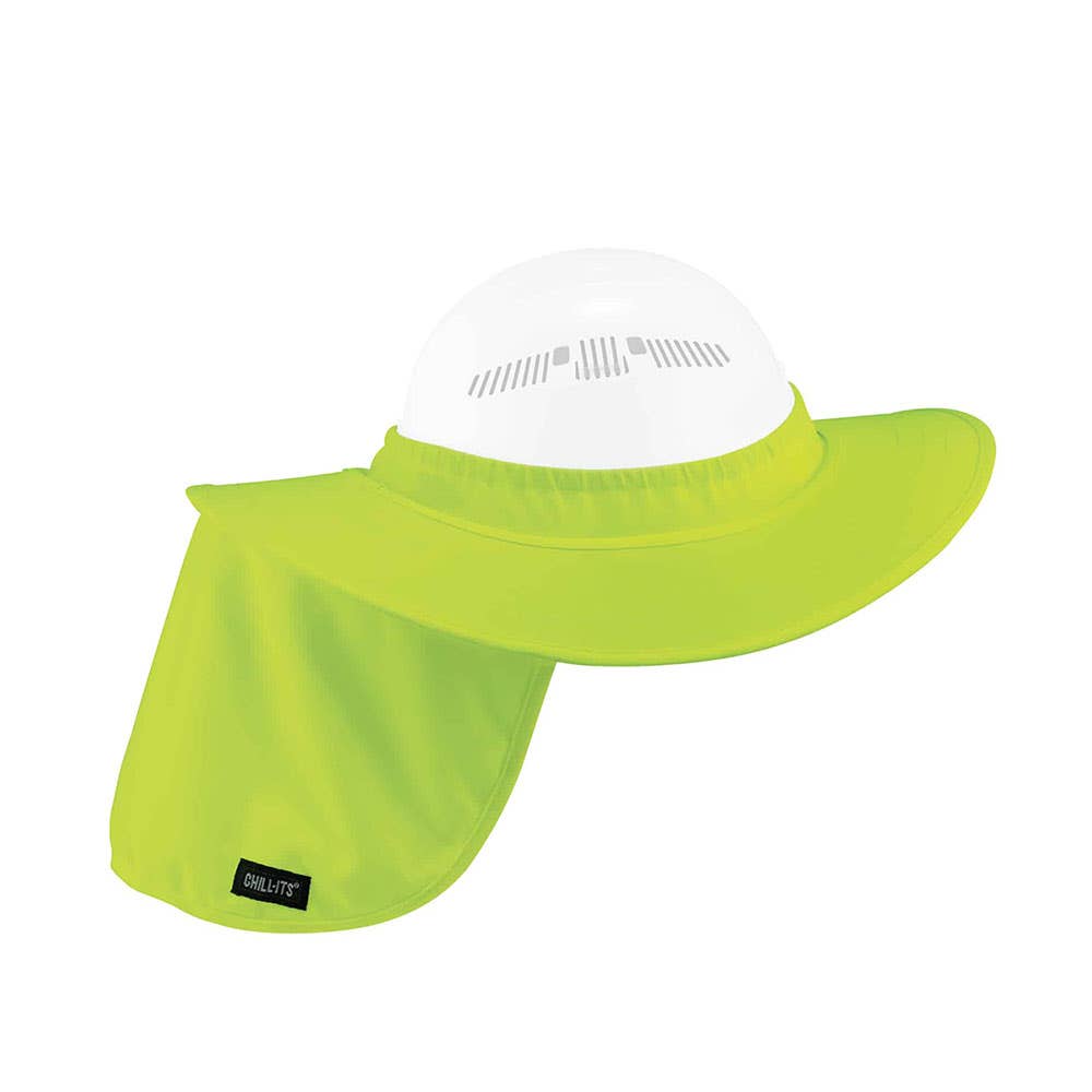 6660 Chill-Its Hi-Vis Hard Hat Brim & Neck Flap Lime 406946 12640