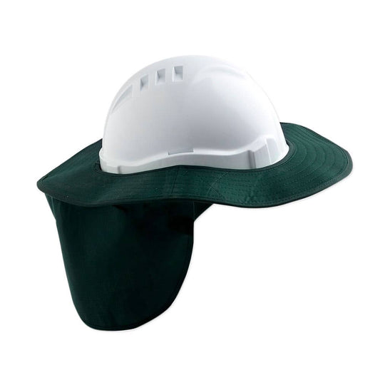 Hard Hat Brim With Neck Flap Detachable Cotton Green 1443002 3019BOT