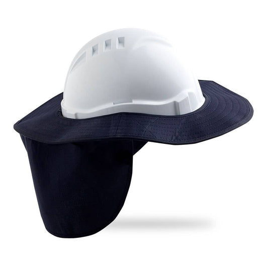 Hard Hat Brim With Neck Flap Detachable Cotton Navy 1443003 EHC740NB