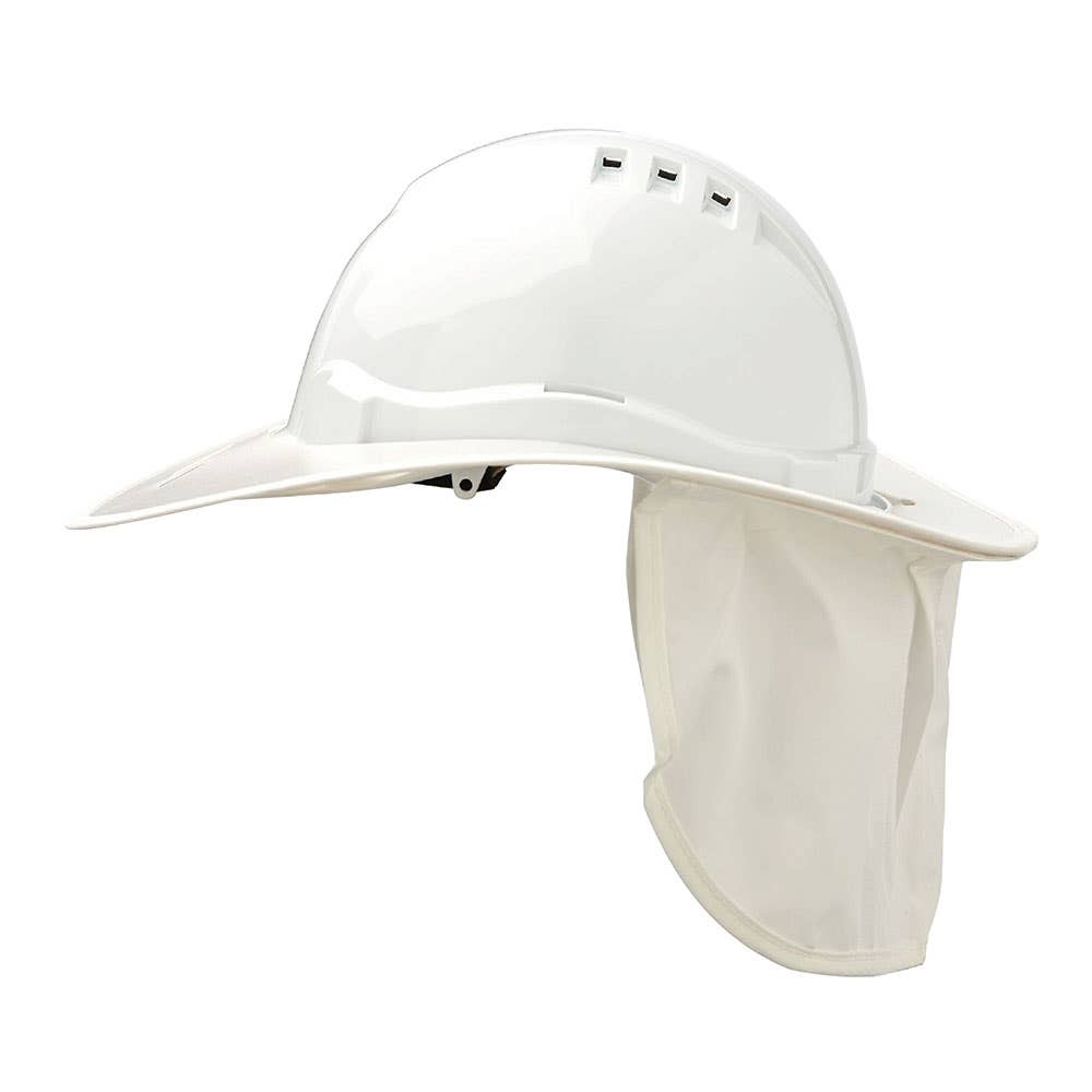 Hard Hat Brim With Neck Flap Plastic White 90070247 V6PB-W