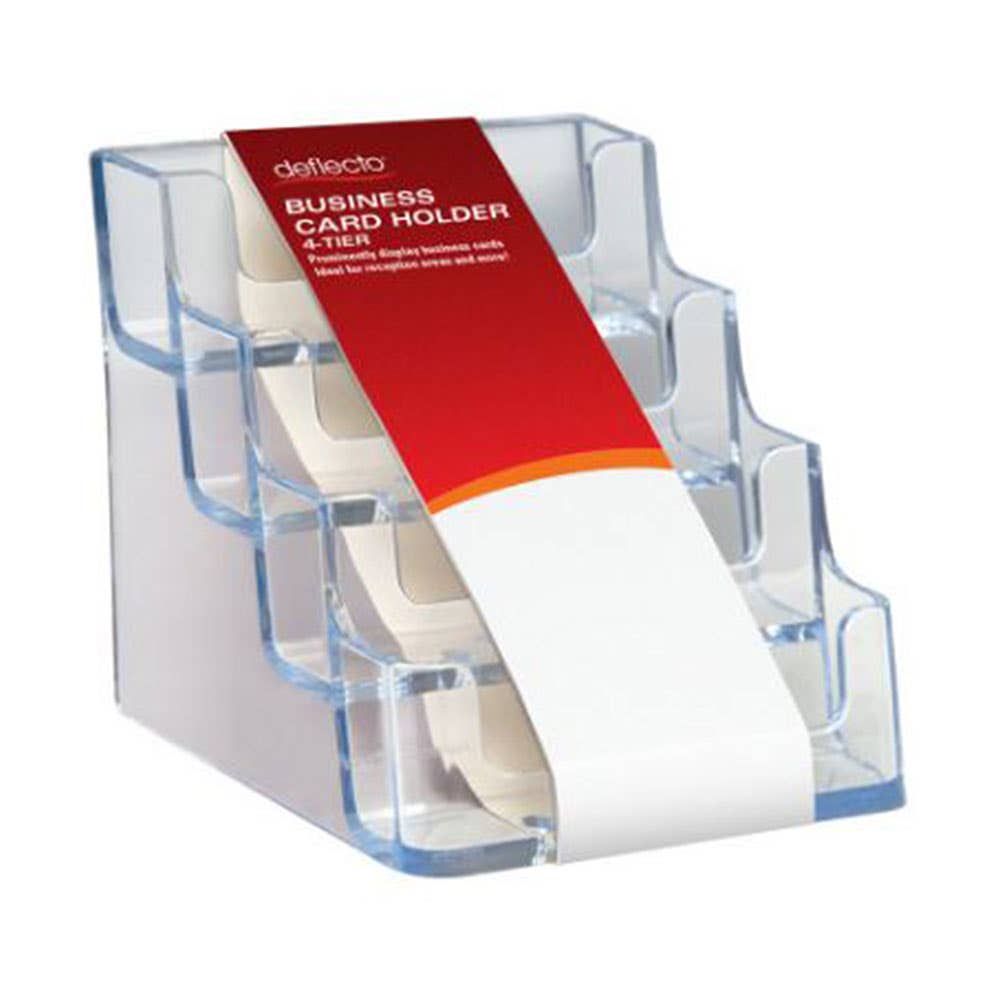 Deflecto Business Card Holder 4 Tier 4 Compartments Clear 389871000 45577