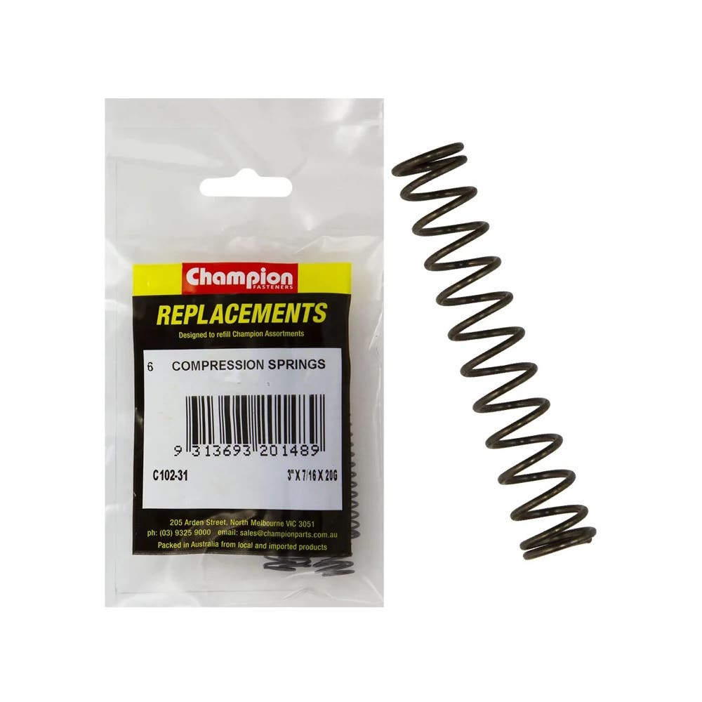Spring Compression 3'' X 7/16'' X 20G PK 6_40027606_C102-31