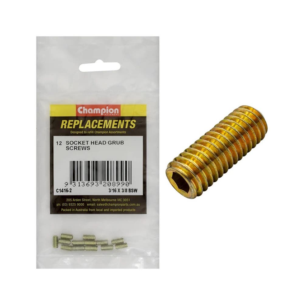 Grab Kit Refill - Screw Grub Grade 8.8 BSW 3/16 x 3/8'' Pk 12_291193_C1416-2