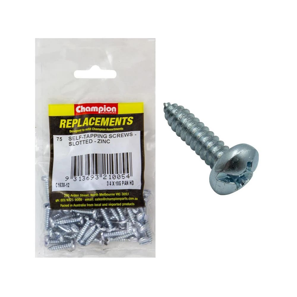 Grab Kit Refill - Screw Self Tapping Pan Head Slotted 10G x 3/4'' Pk 75_93298038_C1630-12