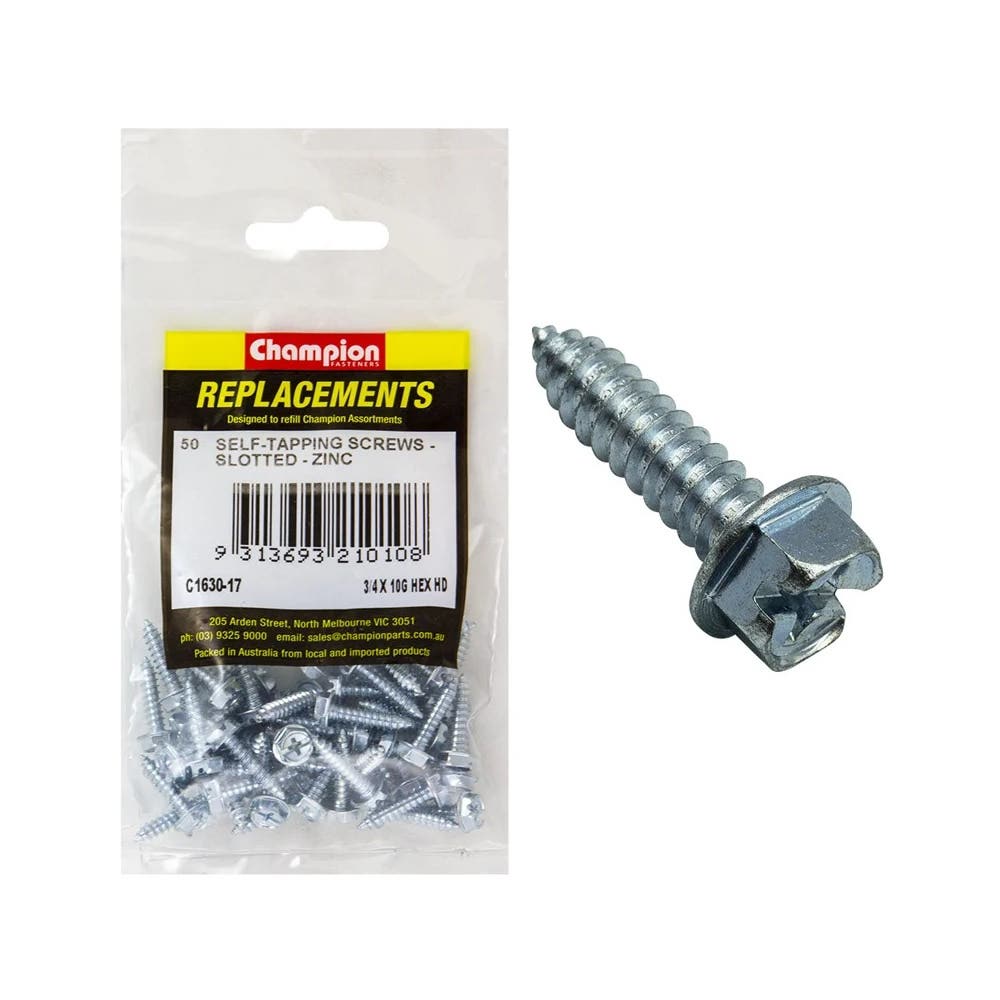 Grab Kit Refill - Screw Self Tapping Hex Head Slotted 10G x 3/4'' Pk 50_98889443_C1630-17