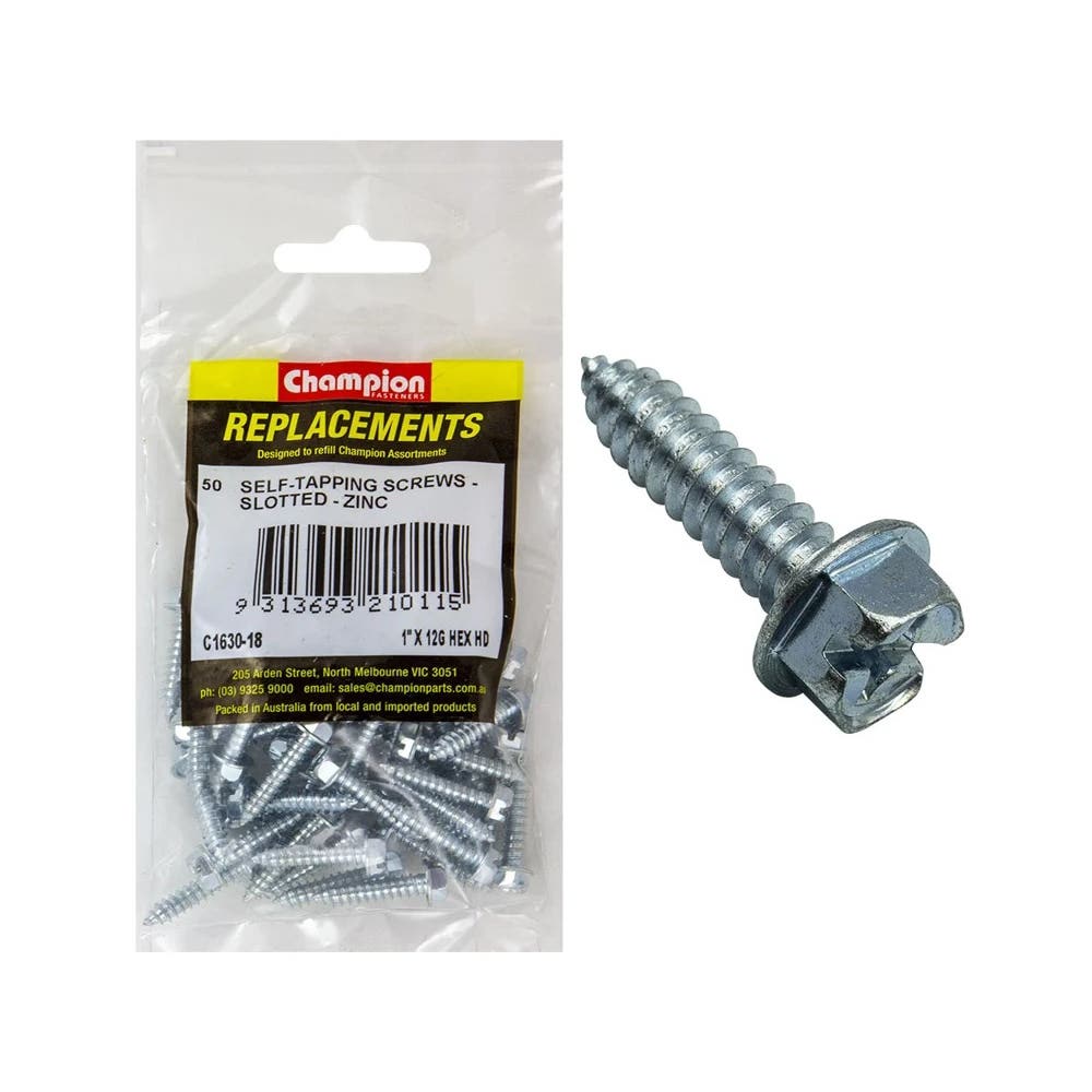 Grab Kit Refill - Screw Self Tapping Hex Head Slotted 12G x 1'' Pk 50_93210100_C1630-18