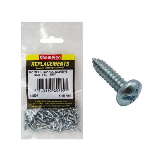 Grab Kit Refill - Screw Self Tapping Pan Head Slotted 6G x 1/2'' Pk 100_93290127_C1630-6