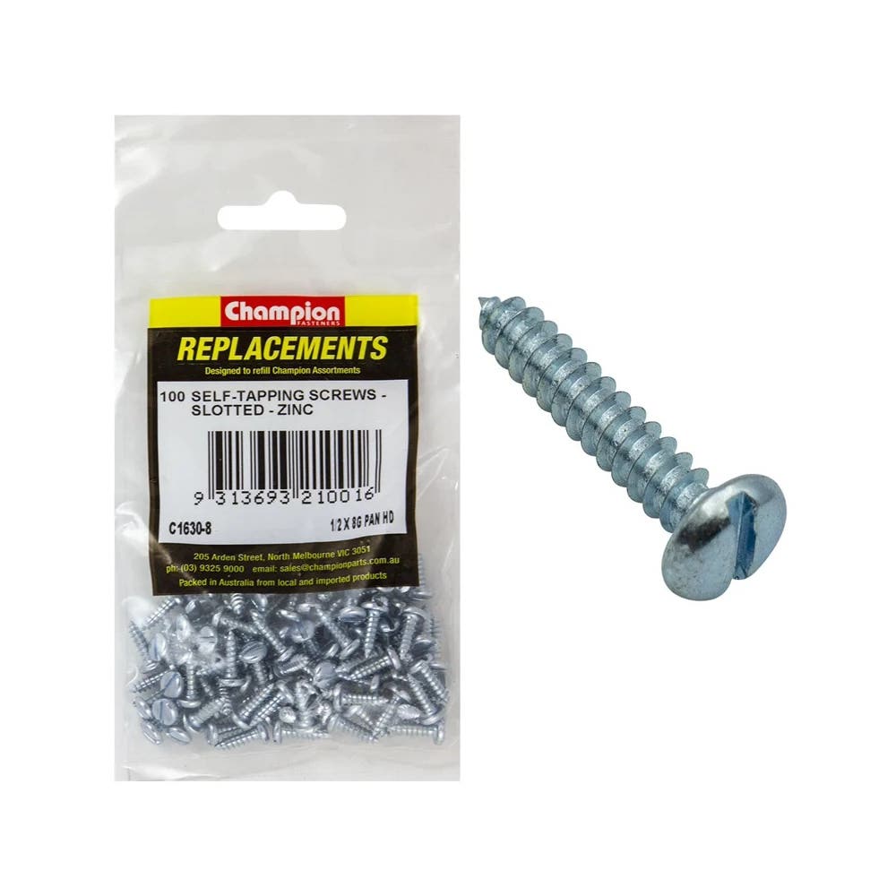 Grab Kit Refill - Screw Self Tapping Pan Head Slotted 8G x 1/2'' Pk 100_93290121_C1630-8
