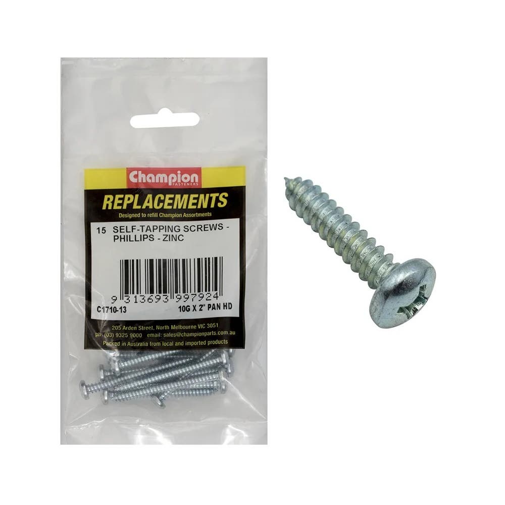 Grab Kit Refill - Screw Self Tapping Pan Head Phillips 10G x 2'' Pk 15_93298015_C1710-13