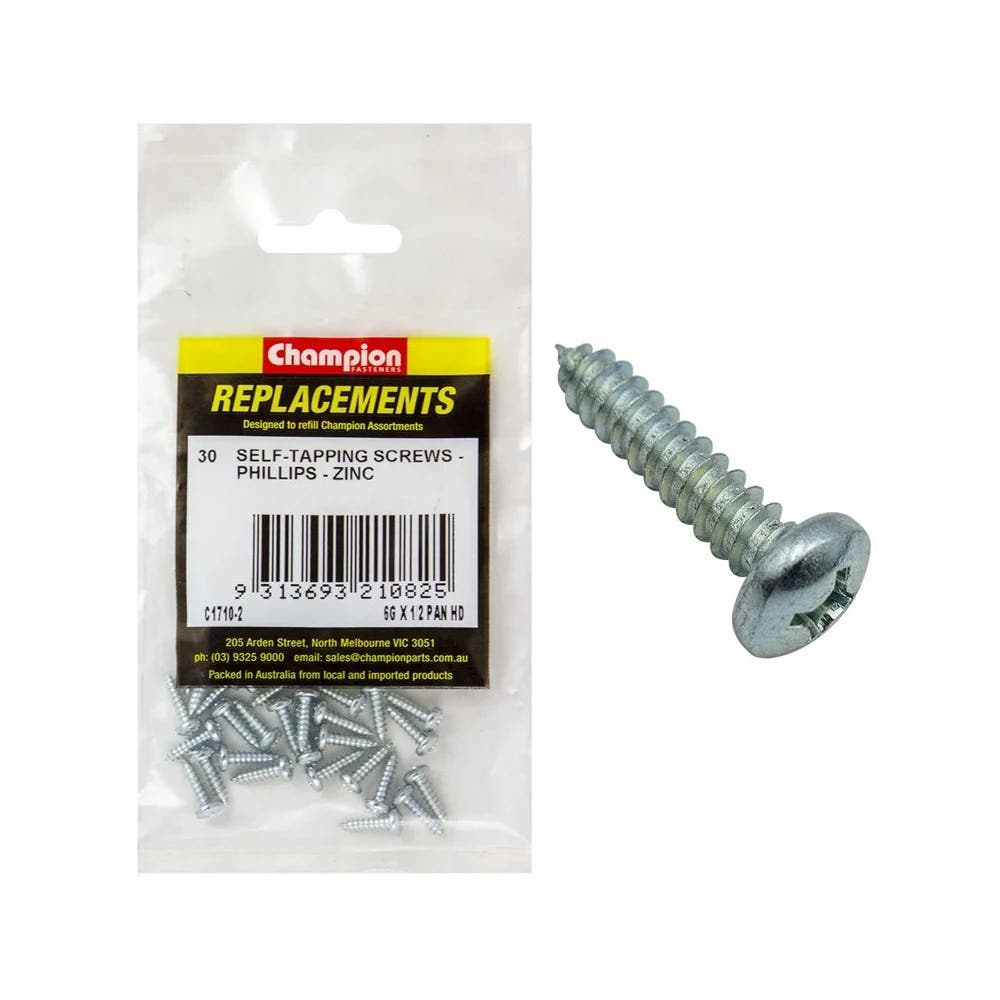 Grab Kit Refill - Screw Self Tapping Pan Head Phillips 6G x 1/2'' Pk 30_203893_C1710-2