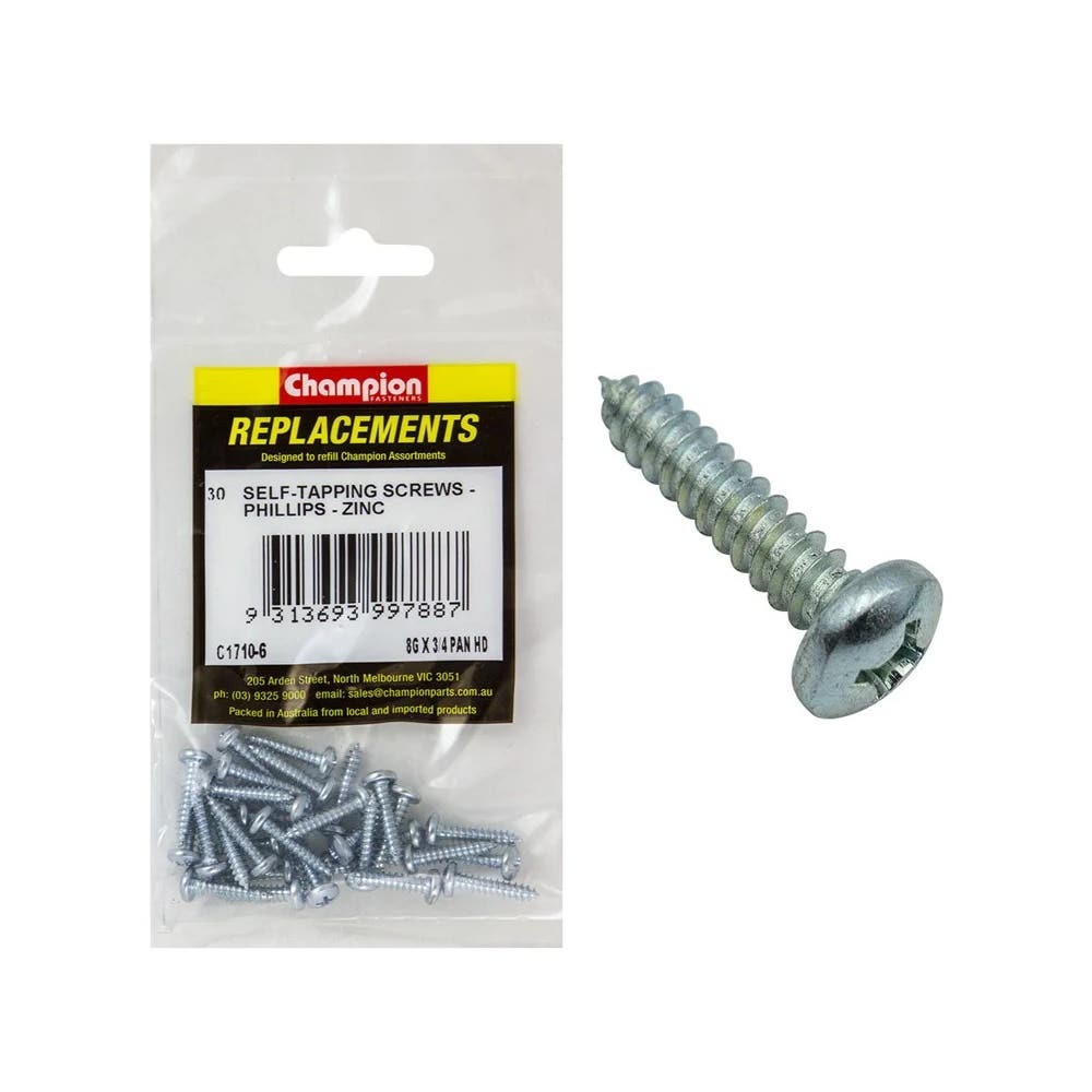 Grab Kit Refill - Screw Self Tapping Pan Head Phillips 8G x 3/4'' Pk 30 93298019_93298019_C1710-6