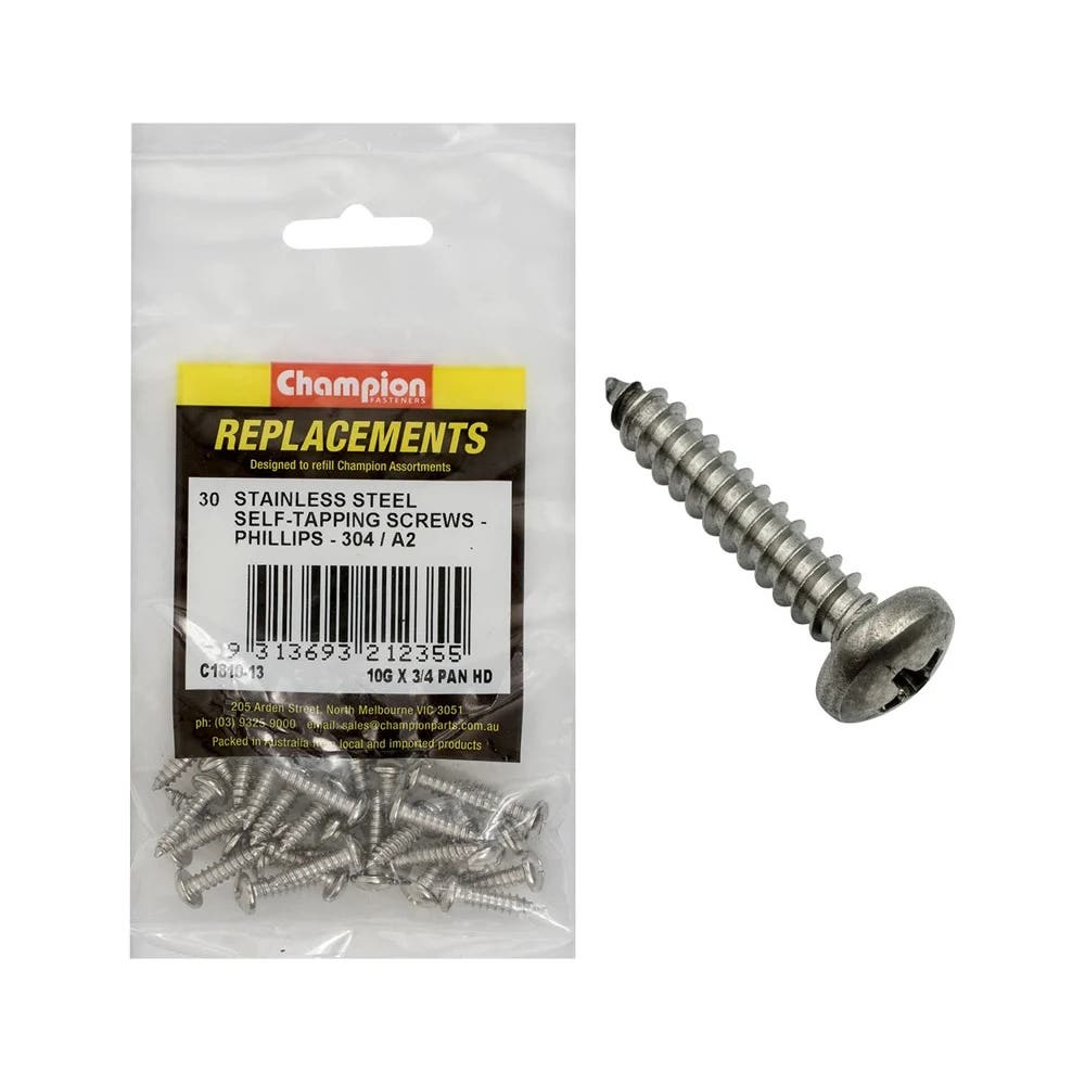 Grab Kit Refill - Screw Self Tapping Pan Phillips 304SS 10G x 3/4'' Pk 30_93298141_C1810-13