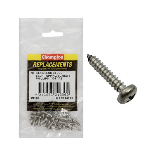 Grab Kit Refill - Screw Self Tapping Pan Phillips 304SS 8G x 1/2'' Pk 30_93298138_C1810-8