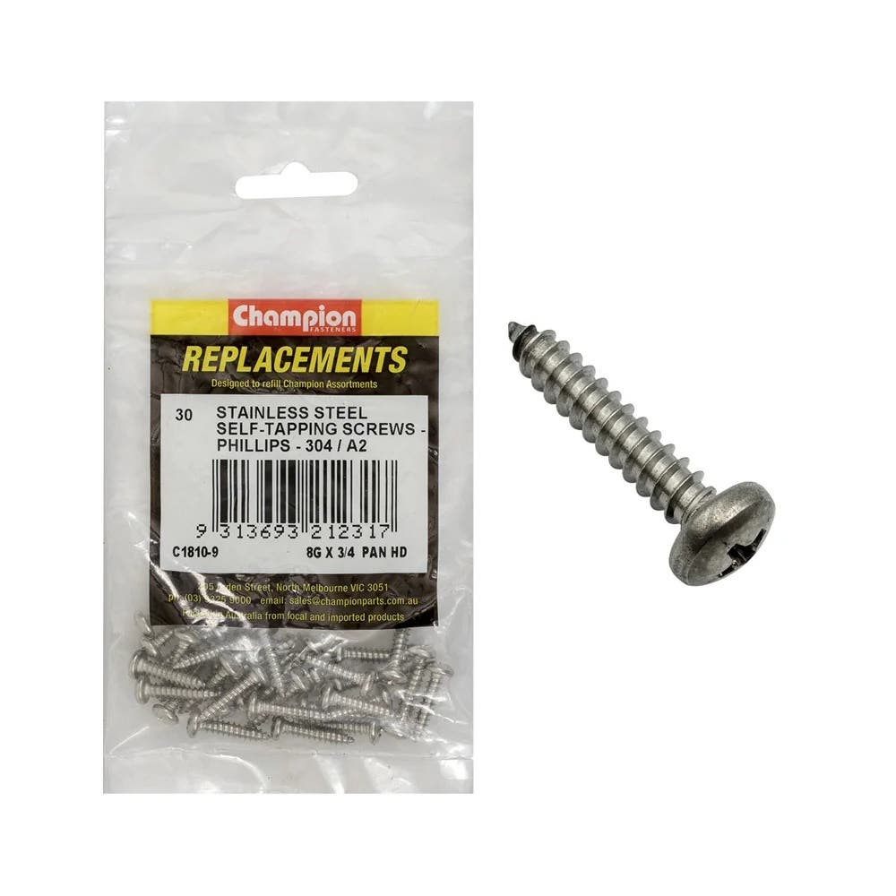 Grab Kit Refill - Screw Self Tapping Pan Phillips 304SS 8G x 3/4'' Pk 30_93298139_C1810-9