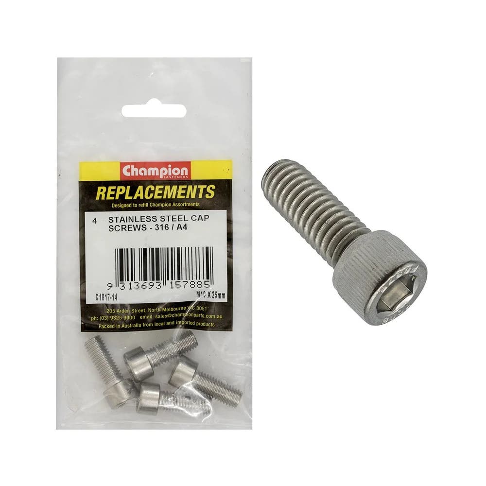 Grab Kit Refill - Screw Cap 316 Stainless Steel 10 x 25mm Pk 4_283046_C1817-14