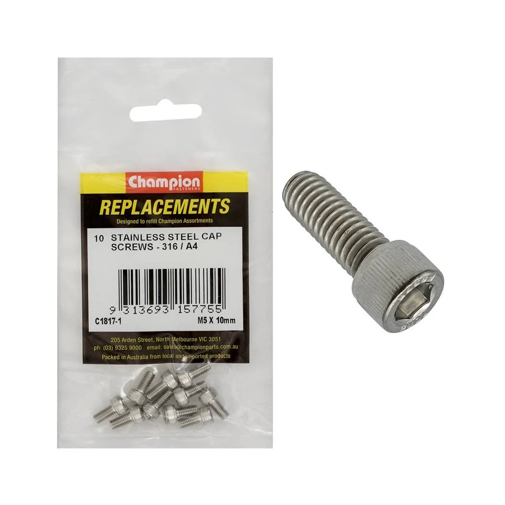 Grab Kit Refill - Screw Cap 316 Stainless Steel 5 x 10mm Pk 10_283035_C1817-1
