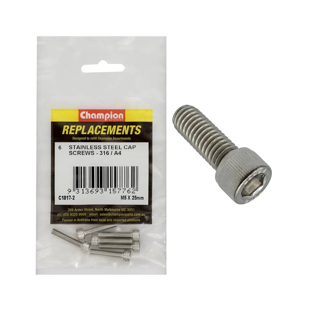 Grab Kit Refill - Screw Cap 316 Stainless Steel 5 x 25mm Pk 6_283036_C1817-2