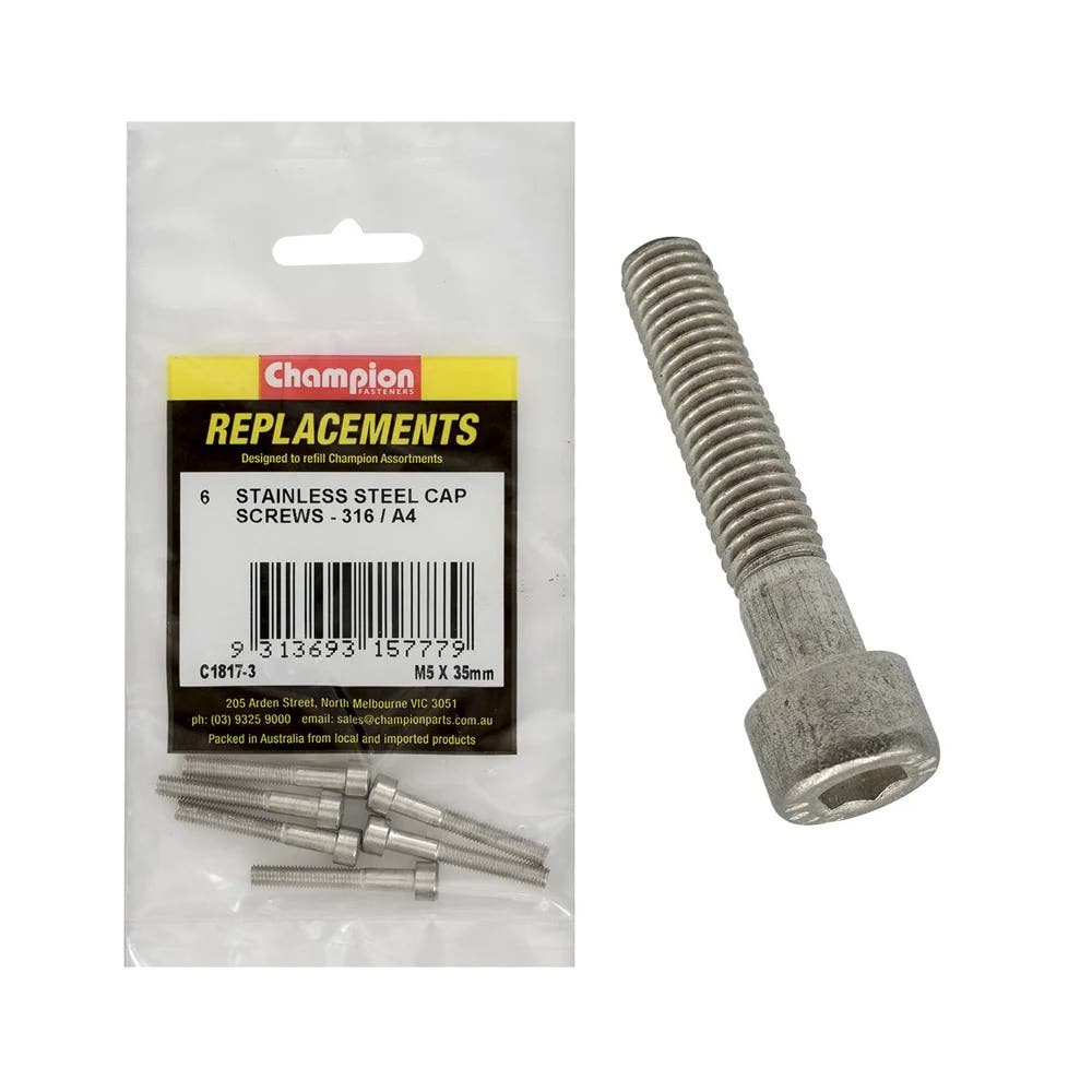Grab Kit Refill - Screw Cap 316 Stainless Steel 5 x 35mm Pk 6_283037_C1817-3