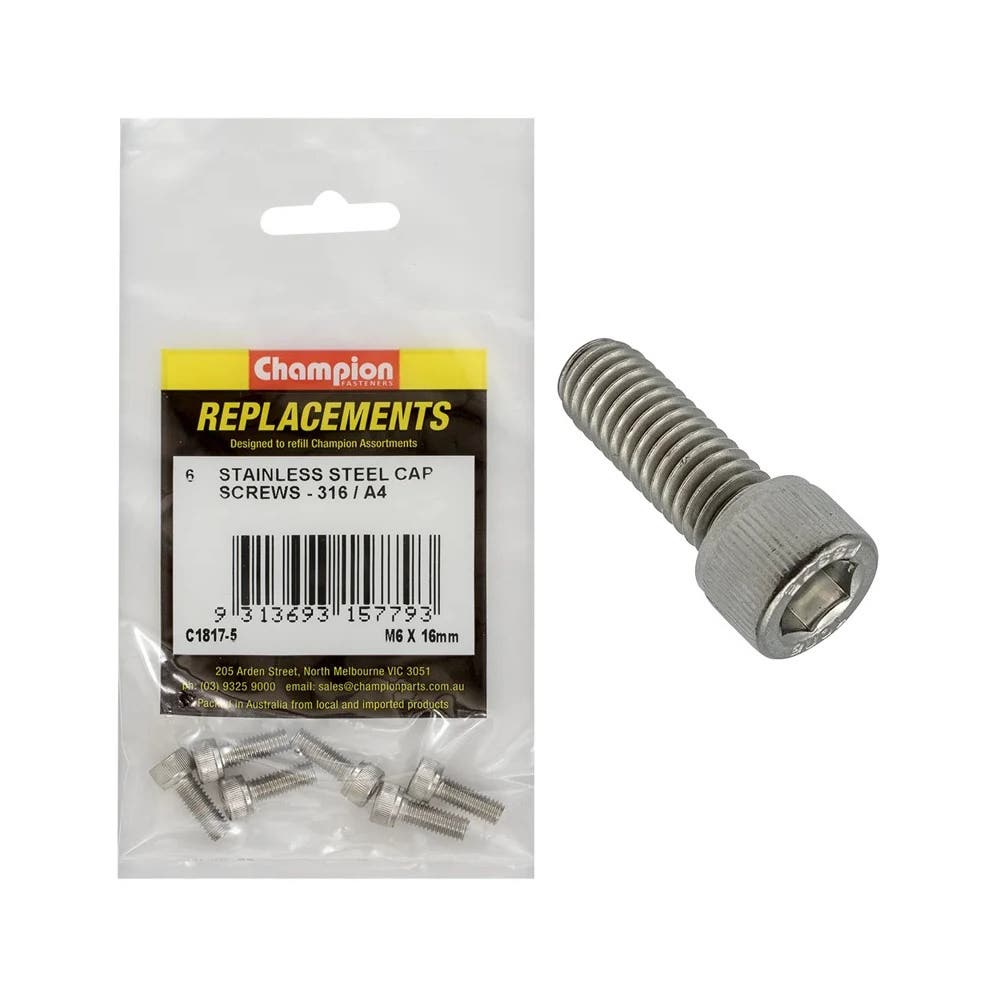 Grab Kit Refill - Screw Cap 316 Stainless Steel 6 x 16mm Pk 6_283038_C1817-5